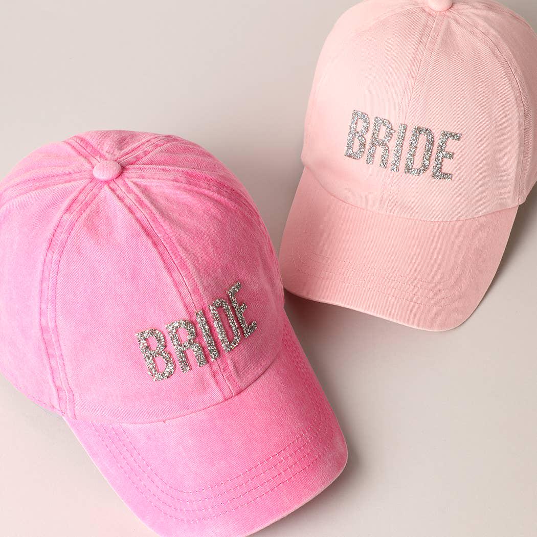 I AM THE BRIDE, Bling Baseball Cap, Sequin Cap, Bedazzled, Rhinestone Cap, Pink Rhinestone Bride High Ponytail Baseball Hat - Bling Mrs Hat  main image 4
