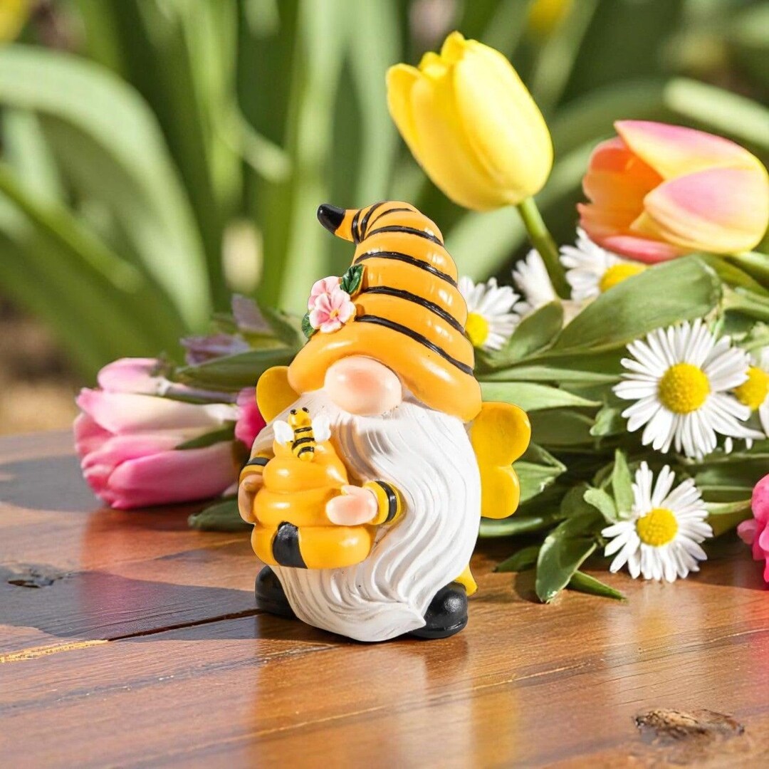 Honey Bee Gnome, Bumble Bee Honey Gnome Figurine for Home, Mother's Day ...