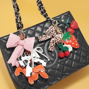Puffy Bow Ribbon Bag Charm Keychain, Trendy Stylish Accessory for Bags, Gift for Girlfriend or BFF