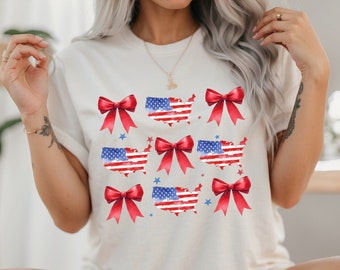 Retro 4Th Of July Shirt | Coquette 4Th Of July Shirt | American Flag Shirt | Usa Shirt | Coquette Bow Tee | Usa Tshirt