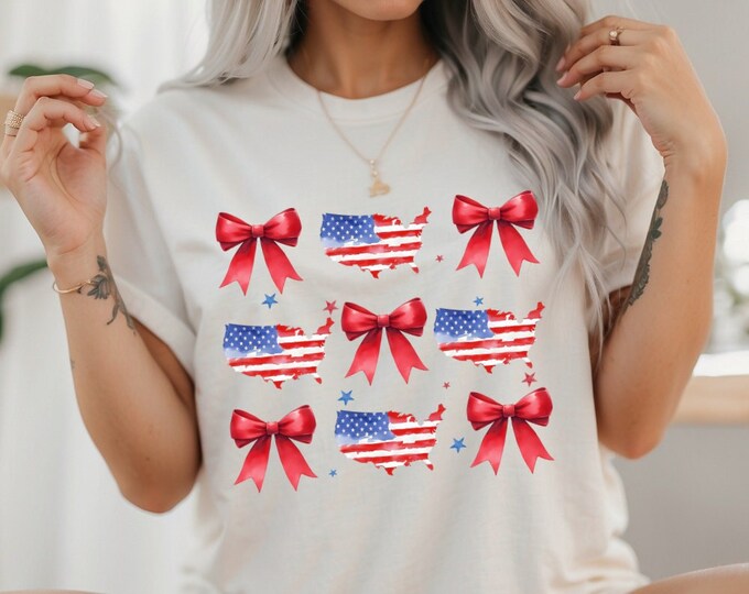 Retro 4Th Of July Shirt | Coquette 4Th Of July Shirt | American Flag Shirt | Usa Shirt | Coquette Bow Tee | Usa Tshirt