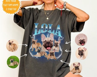 Custom Bootleg Rap Tee, Custom Dog Bootleg Shirt, Retro Collage Personalized Pet Custom Dog Shirt, Personalized Dog Bootleg Shirt