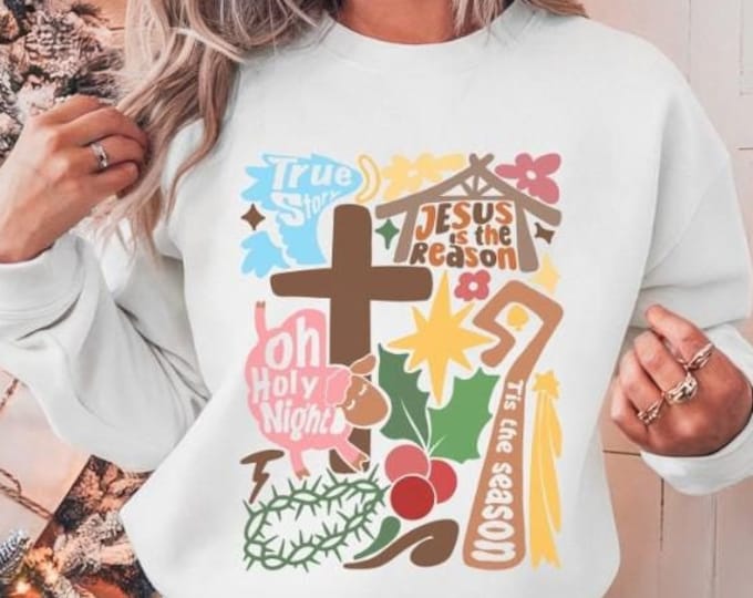 Jesus Is The Reason Christmas Sweatshirt – Christian Holiday Crewneck, Religious Christmas Sweater, Faith-Based Apparel