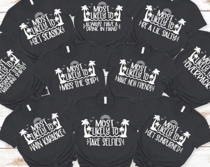 Personalized Family Cruise Shirts 2025 – Matching Cruise Vacation Tees | Most Likely To, Bachelorette, Birthday Trip, Anniversary Shirts