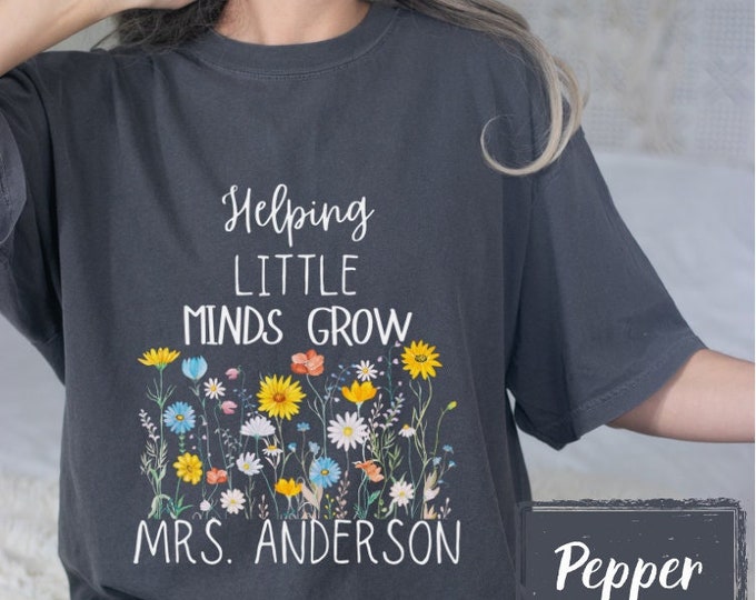 1st Grade Teacher Shirt Comfort Colors, Helping Little Minds Grow, Teacher Shirts, Back To School, First Day Of School, Womens Clothing