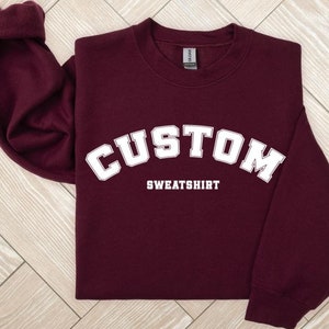 Customizable Sweatshirt Personalized Varsity Retro Crewneck Sweatshirt, Custom College Sweatshirt, Custom University Sweatshirt, Plus Size