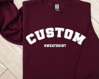Customizable Sweatshirt Personalized Varsity Retro Crewneck Sweatshirt, Custom College Sweatshirt, Custom University Sweatshirt, Plus Size