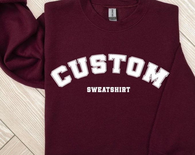 Customizable Sweatshirt Personalized Varsity Retro Crewneck Sweatshirt, Custom College Sweatshirt, Custom University Sweatshirt, Plus Size