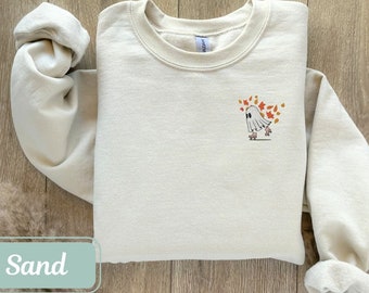 Embroidered Roller Girl Ghost Sweatshirt, Halloween Sweatshirt, Cool Halloween Shirt, Spooky Sweatshirt, Fall Sweatshirt