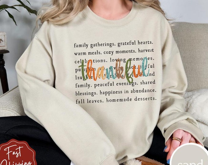 Autumn Thankful Sweatshirt, Thanksgiving shirt, Trendy Fall Shirts, Fall Sweatshirt, Thanksgiving Vibes