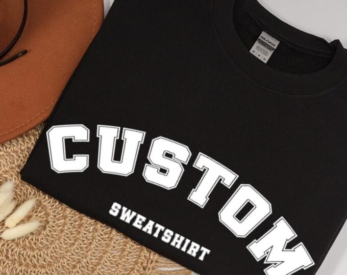 Custom Varsity Sweatshirt Personalized Retro Crewneck Sweatshirt, Custom College Sweatshirt, Custom University Sweatshirt, Oversized Plus