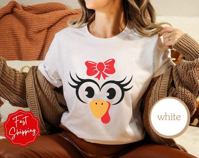 Turkey Face Red Bow Thanksgiving Shirt, Trendy Fall Shirts, Fall Women's Sweatshirt, Funny Thanksgiving Group Shirts