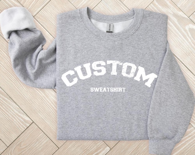 Custom Sweatshirt Personalized Varsity Retro Crewneck Sweatshirt, Custom College Sweatshirt, Custom University Sweatshirt, Oversized Plus