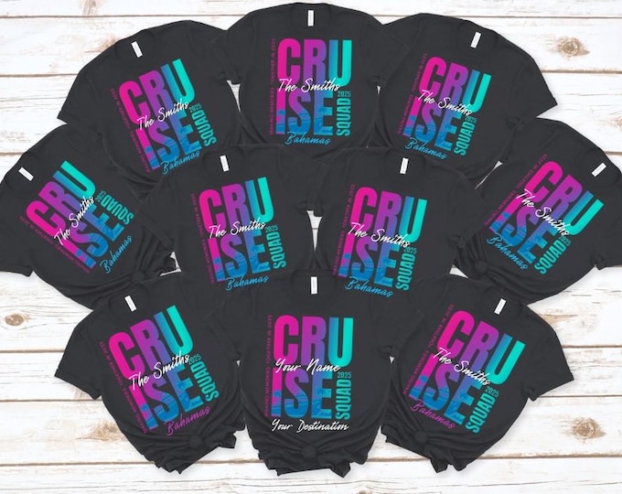 Custom Family Cruise Squad Shirts 2025 – Matching Cruise Vacation Tees | Cruise Squad 2025, Bachelorette, Birthday Trip, Family Anniversary