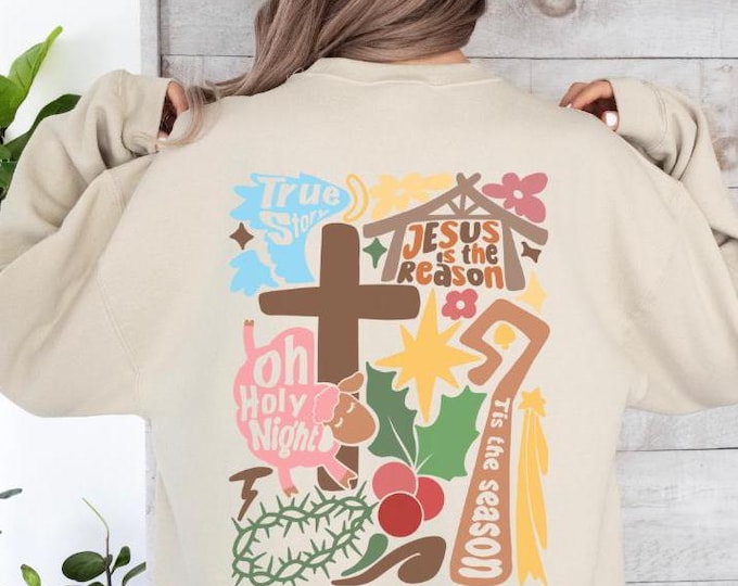 Jesus Is The Reason Christmas Sweatshirt – Christian Holiday Crewneck, Religious Christmas Sweater, Faith-Based Apparel