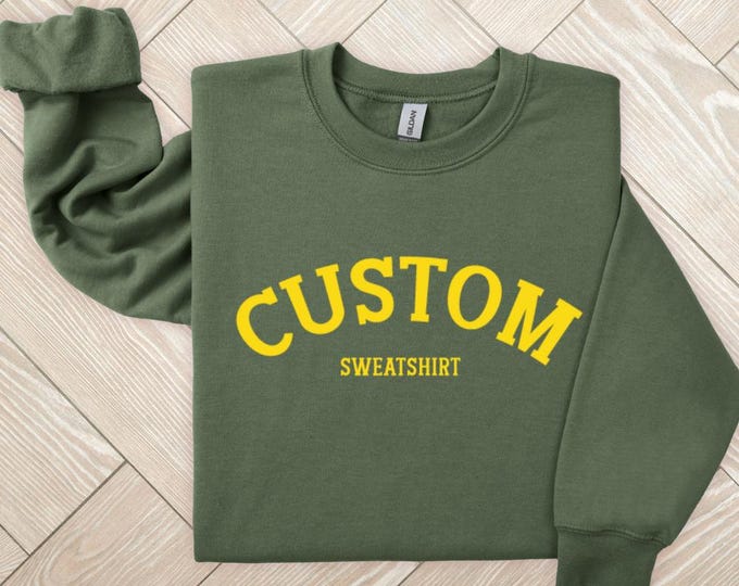 Custom Sweatshirt Personalized Varsity Retro Crewneck Sweatshirt, Custom College Sweatshirt, Custom University Sweatshirt, Oversized Plus
