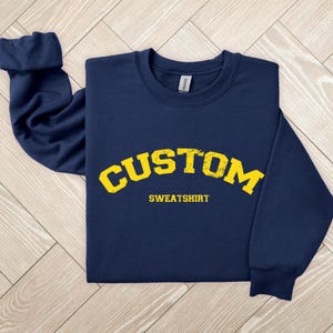 Customizable Sweatshirt Personalized Varsity Retro Crewneck Sweatshirt, Custom College Sweatshirt, Custom University Sweatshirt, Plus Sized