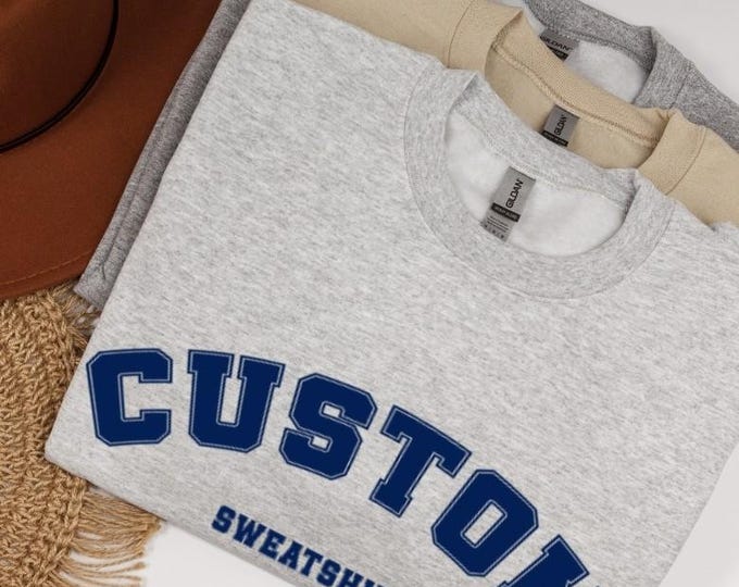 Custom Varsity Sweatshirt Personalized Retro Crewneck Sweatshirt, Custom College Sweatshirt, Custom University Sweatshirt, Oversized Plus