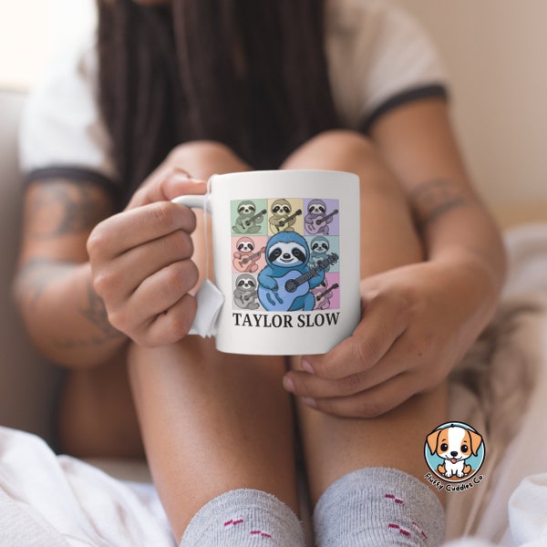 Taylor Slow Sloth Coffee Mug, Cute Mug, Funny Ceramic Mug, Perfect Gift Idea for Fur Parent, Pet Lover, Cartoon Baby Sloth, Sloth Lover