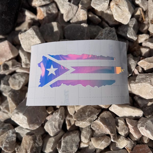 Puerto Rico Flag With Map Car Vinyl Decal