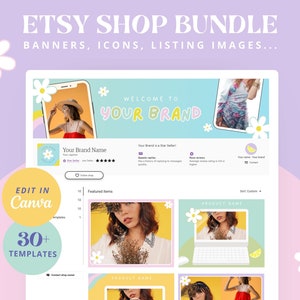 Showcase of the Rainbow themed Etsy shop bundle, with fresh spring colors
