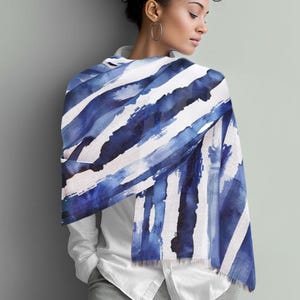 Blue Wave Scarf: Lightweight Ocean Beach Fashion Accessory