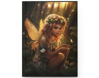 Garden Fairy Forest Lined Hardcover Journal 150 pagina's, persoonlijk dagboek, notitieboekje, dagelijkse reflecties, notities, dagboek, persoonlijk cadeau, fee