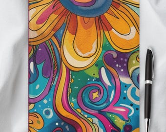 Boho Floral Journal: 70s Retro Notebook, Lined Pages