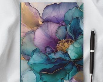 Floral Stained Glass Reading Journal: Blue Ink Abstract Design