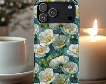 William Morris white poppies iPhone 17 Pro case | MagSafe impact-resistant