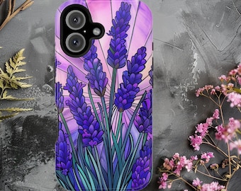 iPhone 17 Lavender Stained Glass MagSafe iPhone Case: Flower Field Design