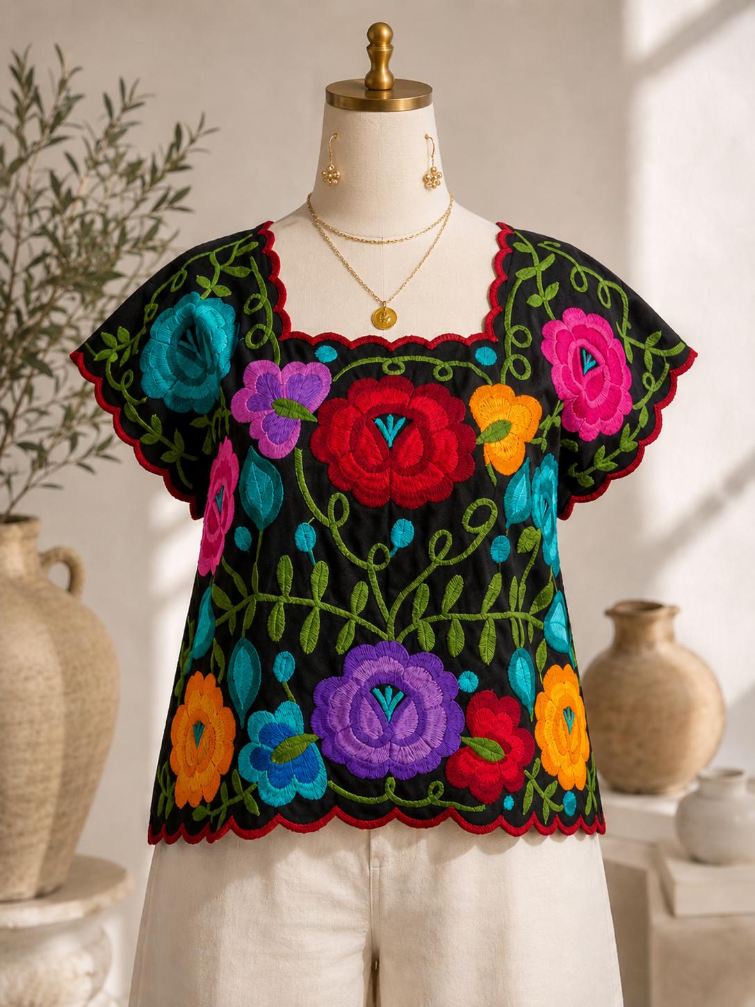 oaxaca　刺繍　半袖　トップス　メキシコ　ハンドメイド Blusas de oaxaca - Etsy 日本