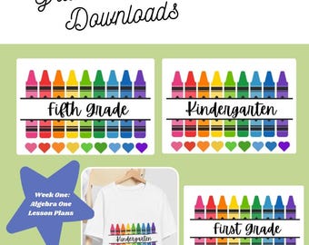 Rainbow Crayon Grade Level Teacher PNG Download | Instant Download | Sublimation Design | Teacher Gift