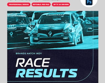 Sim Racing League Results Table Template – Editable PSD File (Up to 20 Drivers)
