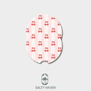 Car Coaster, Trendy Cherry Bow Pink and Red, Cute Car Accessories, Stocking Stuffer, Advent Calendar Gift, Cute Gift Idea