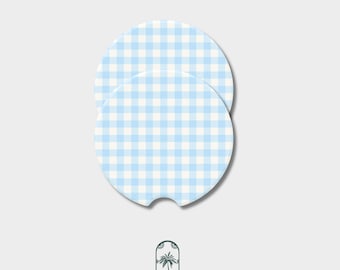 Śliczny modny jasnoniebieski Gingham w kratkę Preppy podkładka samochodowa Ładny prezent dla córki Ładny prezent dla kobiety Mały pomysł na prezent