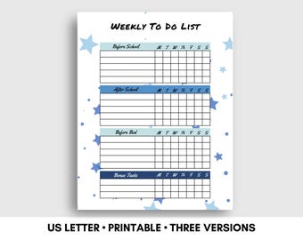 Lista de tareas semanales imprimible, plantilla de lista de tareas semanales, planificador semanal en formato PDF, organizador de horarios semanales
