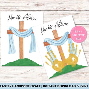 Easter Handprint Sunday School for Kids, Printable He is Alive Keepsake, Toddler Preschool, Homeschool, Fun Easter Grandparent Gift