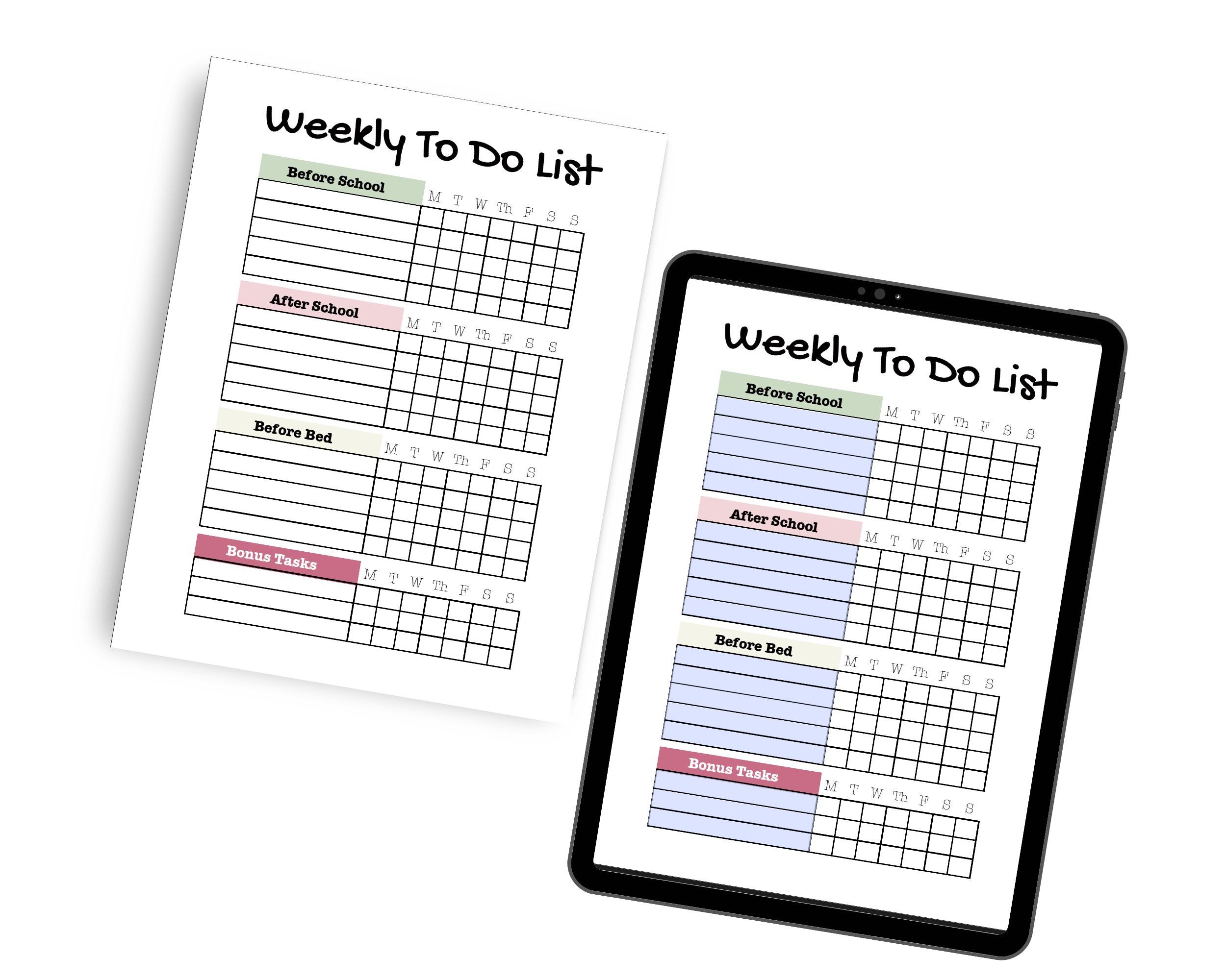 Editable Weekly to Do List, Printable Daily Task List Template, Weekly ...