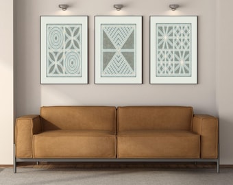 Mid Century Modern Teal Geometric Art Print - Embers and Ivy Home