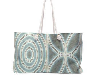 Mid Century Teal Canvas Tote Bag: Large Beach Carryall