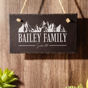 Personalized Slate Plaque with Hanger String, Custom Slate Plaque for Family, Slate Stone for Family Memories, Gift For Her, Couples Gift