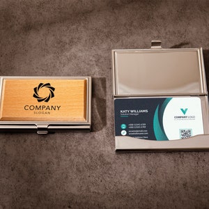 Personalisierter Visitenkartenhalter, Firmenlogo Geschenk, Kartenhalter aus Holz, Business Geschenk, Professionelle Slim Wallet, Mitarbeiter Geschenke