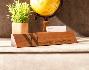 Personalized Leather Desk Name Plate, Custom Desk Wedge, Office Desk Plate, Business Gift, Gift For Boss, Executive Name Plate, Gift For Him
