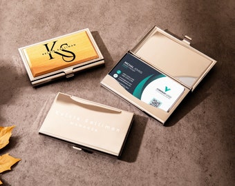 Custom Business Card Holder, Personalized Business Card Holder, Wooden Card Holder, Business Gift, Professional Slim Wallet, Corporate Gift
