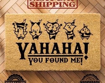 Yahaha You've Found Me Doormat, Korok Seed Mat, Legend Of Zelda Creature Mat, Housewarming Gift, Funny Gift for Friend, Video Game Doormat