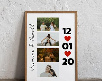 Custom Photo Collage Frame, Couples Keepsake Decor, Elegant Photo Frame, Gift for Wife, Gift for Husband, Anniversary Gift, Modern Wall Art