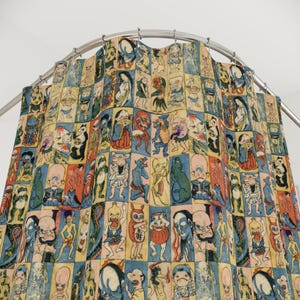 Japanese Monsters Shower Curtain – Yokai Ancient Folklore Creatures – Unique & Spooky Bathroom Decor – Japandi Aesthetic With A Quirky Twist image 2