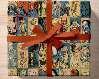Papel de regalo Yokai Monsters: papel de regalo de folclore japonés con criaturas míticas antiguas: papel de regalo espeluznante para fanáticos del anime y amantes de los monstruos