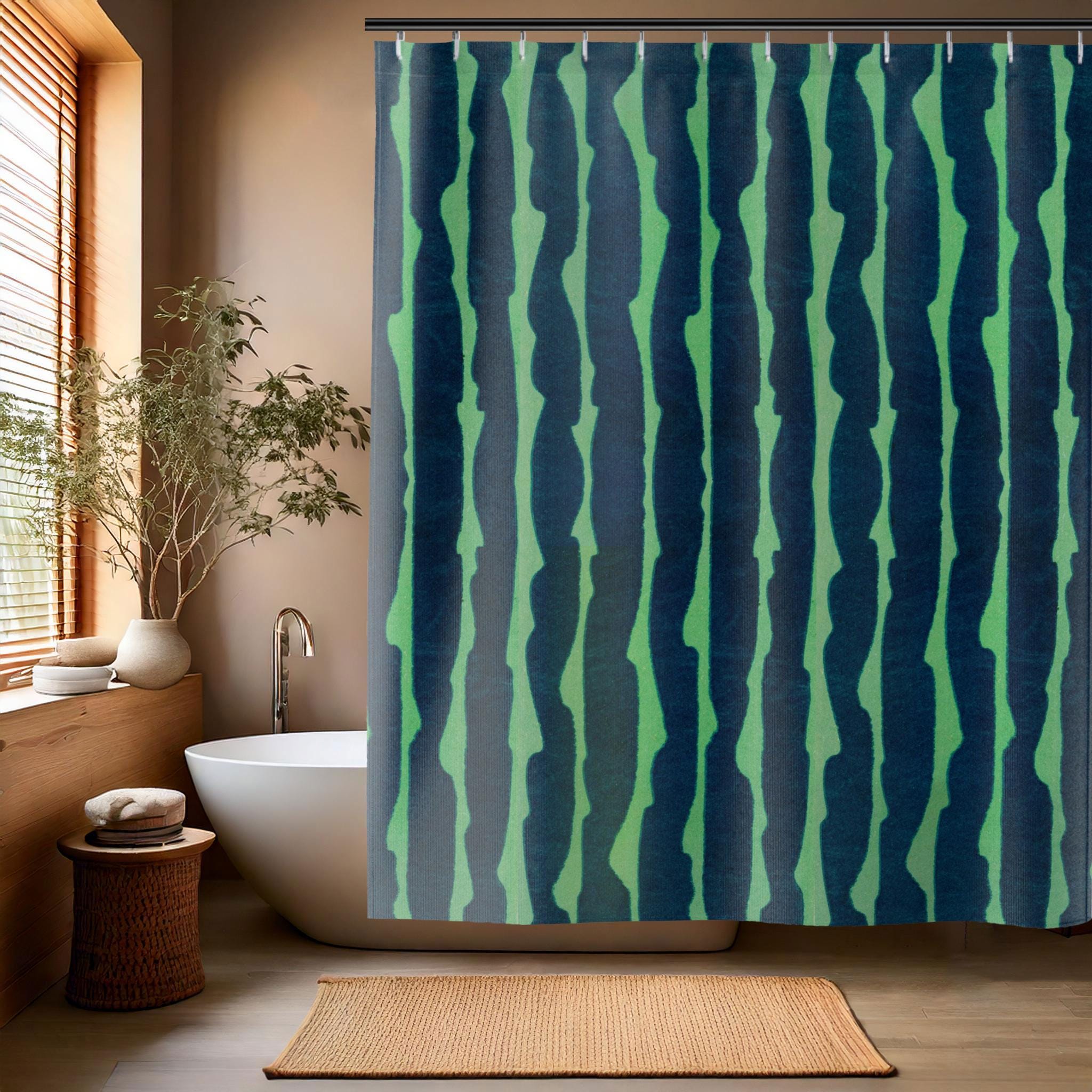 Japanese Shima Shima Striped Shower Curtain – Ukiyo-e Wabi Sabi ...